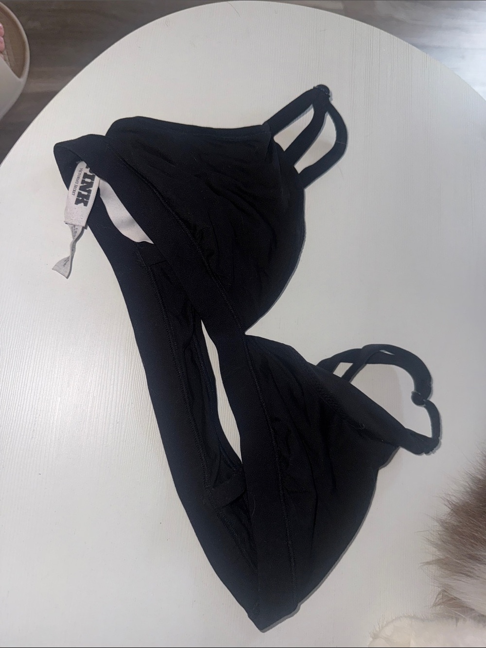 PINK Victoria's Secret Black Triangle Bralette with Double Straps